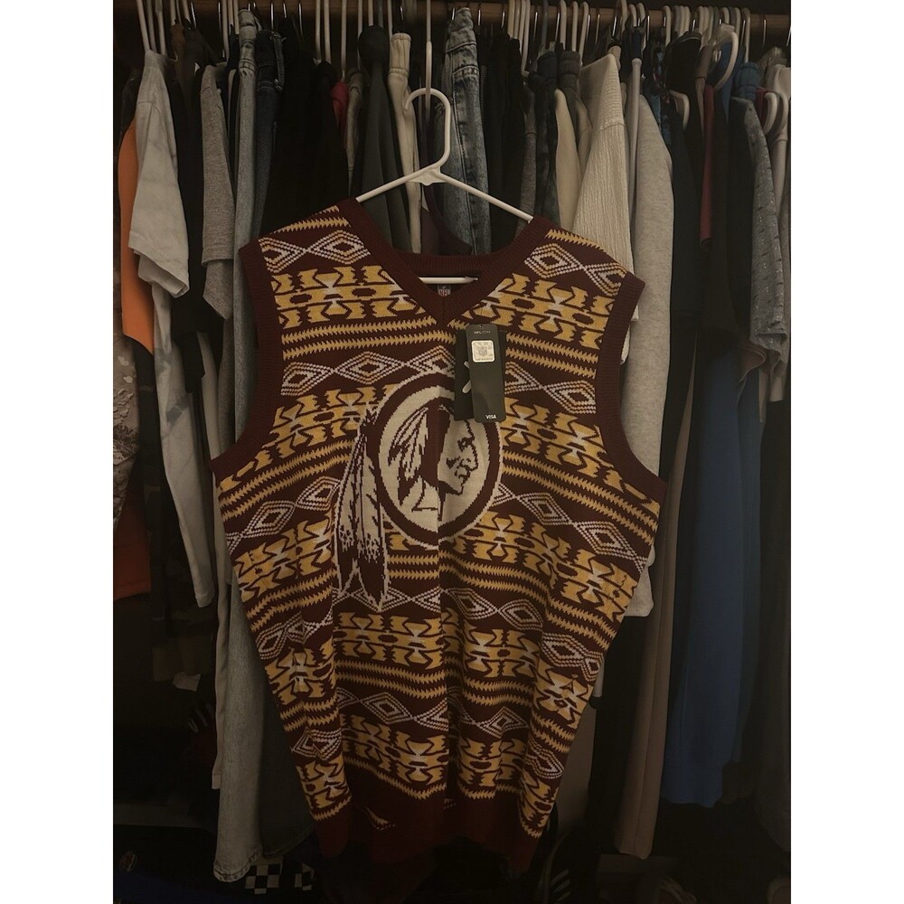 Men’s NFL Redskins Aztec Sweater Vest Size XL Outerwear